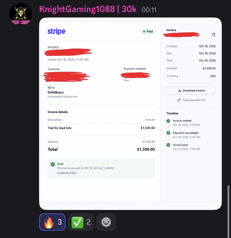 Member result: $1,500 invoice paid